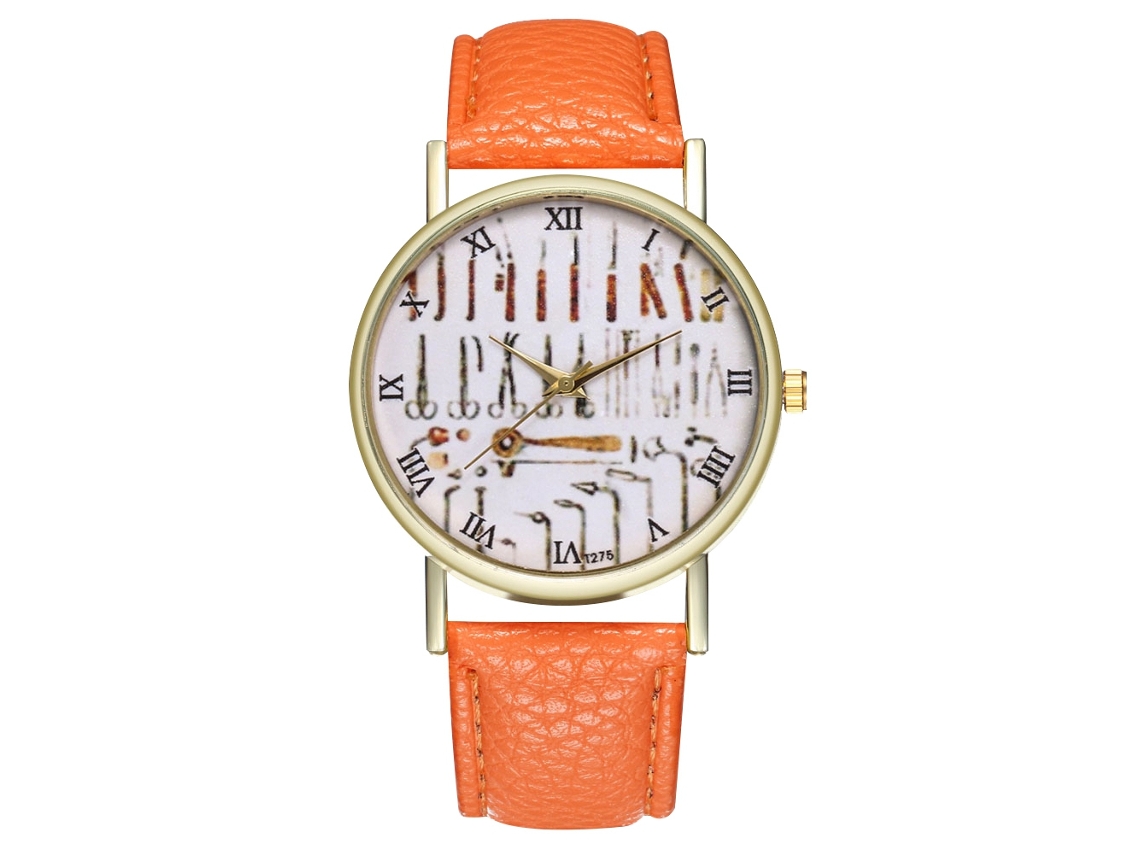 Reloj De Pulsera De Cuarzo Para Mujer Zhoulianfa Con Correa De Piel Sintética Naranja.