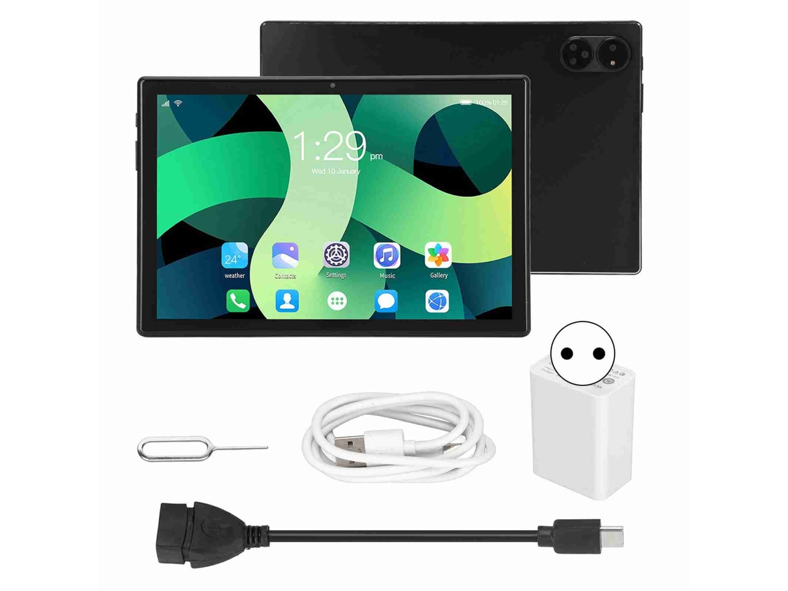 Tableta de 10,1 pulgadas, 6 GB, 128 GB, Android 12.0, 4G, color negro, con enchufe europeo, luz dorada
