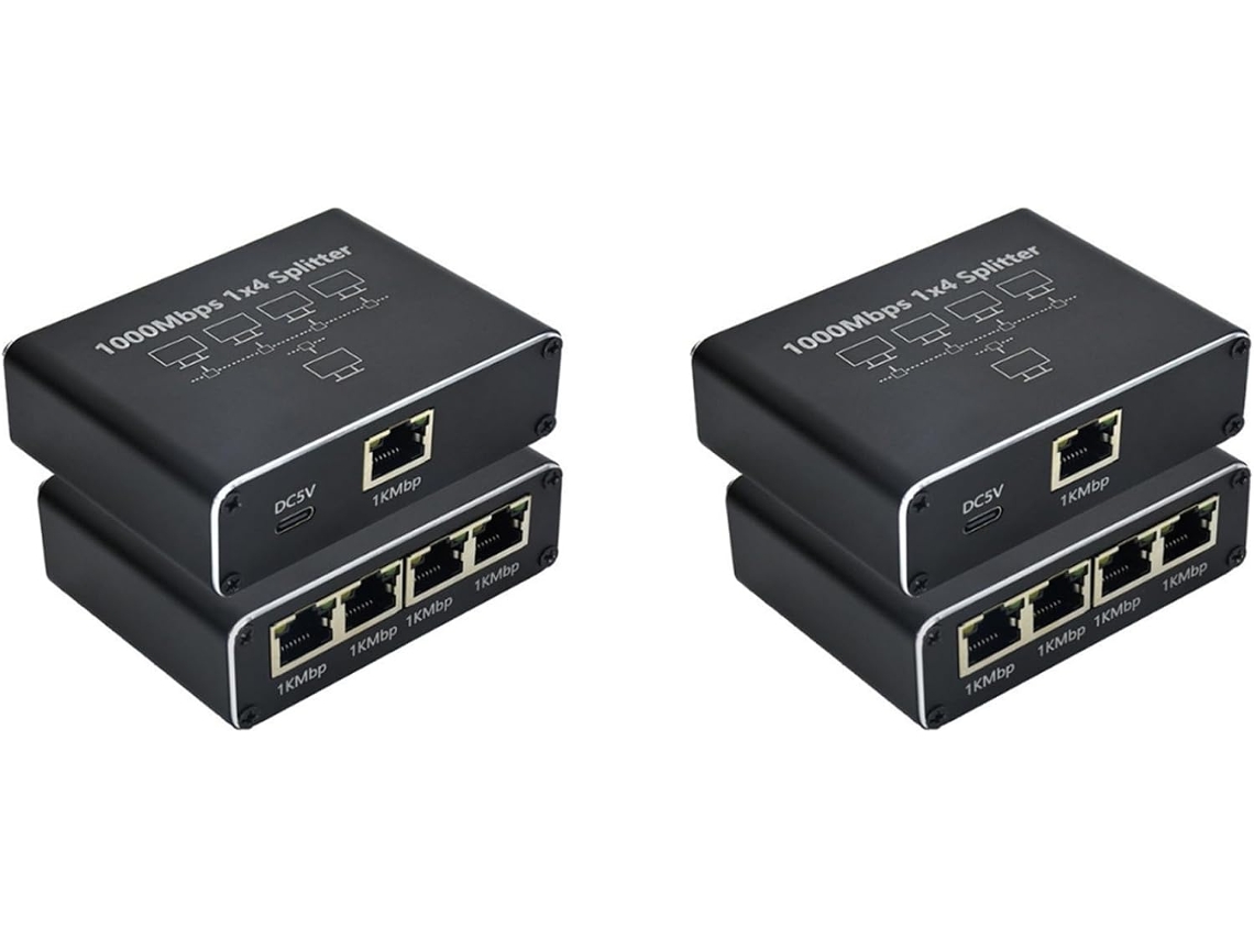 2 Conmutadores Gigabit Ethernet De 5 Puertos Con Divisor De Cable Usb, 1000 Mbps, 1 A 4 Salidas Cat 5/5e/6/7/8