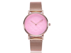 Reloj De Mujer Vansvar Con Correa De Malla, Diseño De Cuarzo, Esfera Redonda, Rosa, Moda