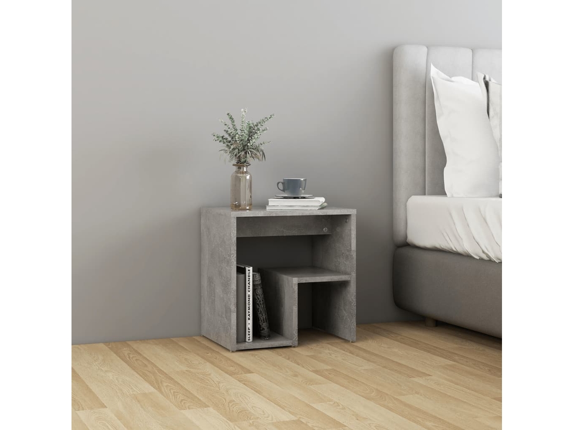 Mesa de Cabeceira LOVELY HOME Mesinha 40X30X40 Cm Contraplacado Cinzento Cimento