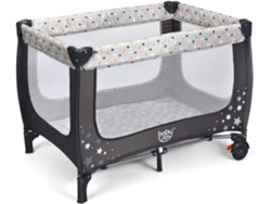 Cuna Multifuncional para Niños/Parque Portátil Plegable para Niños con 2 Ruedas(Gris) COSTWAY