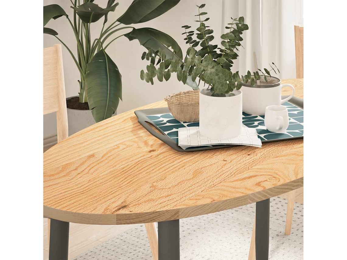 Tablero De Mesa | Superficie De Mesa | Tablero De Escritorio Ovalado Madera Maciza De Roble 120x60x2 Cm Wsd72910