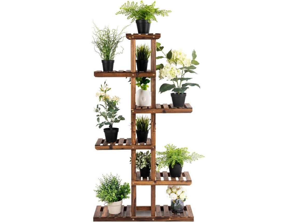 Estante de Plantas Floral Soporte para Macetas Jardín Balcón Decorativas Estante Madera Multinivel 140,5 x 25 x 75 cm COSTWAY