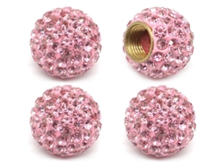 4 Tapones Para Válvulas De Neumáticos Con Cristales De Imitación - Rosa, Universales Para Coches, Suv, Motocicletas, Bicicletas, A Prueba De Fugas Y Polvo.