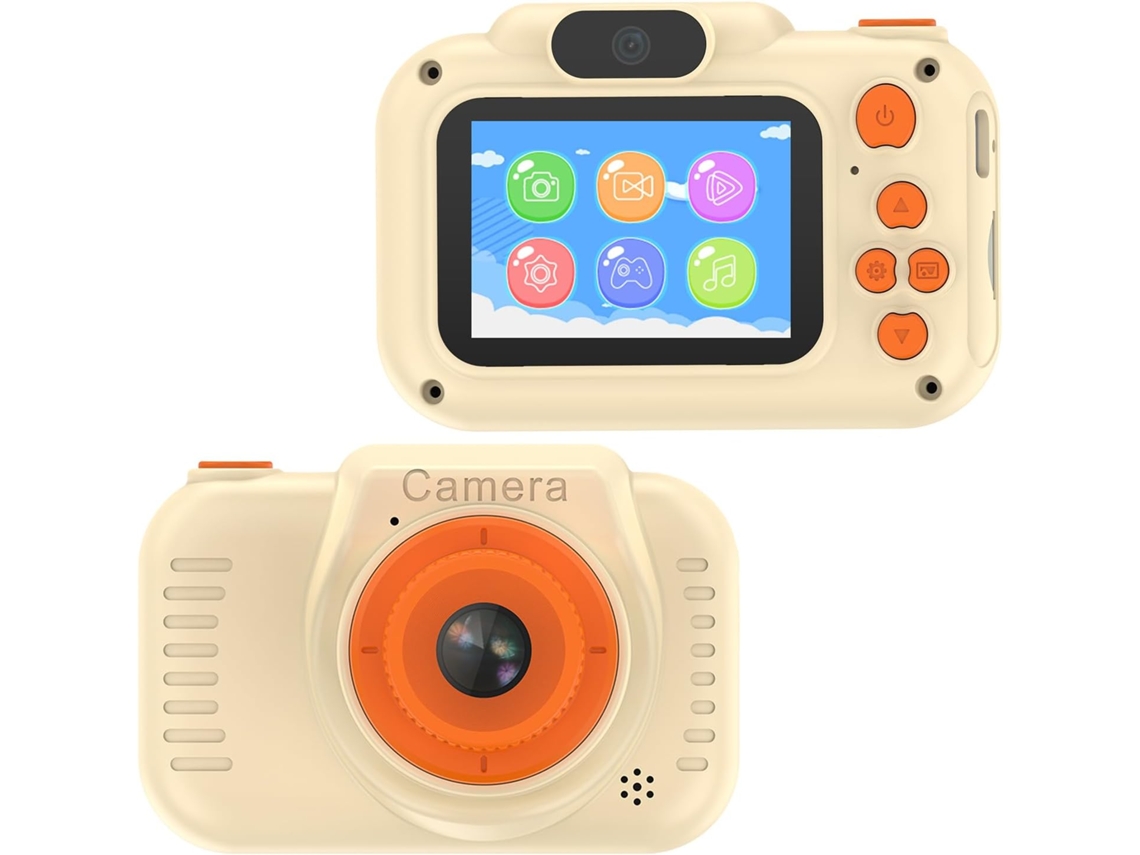 Câmera Infantil H9 1080P 4800W Câmeras Duplas Frontal e Traseira Amarelas 