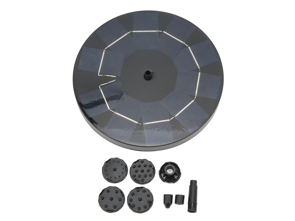 Bomba solar flotante redonda automática para bebederos de pájaros con 6 boquillas de 4,5 V CC, ideal para fuentes de agua estancas.