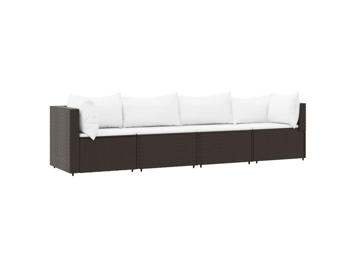 Conjunto 3 Set muebles de jardín VIDAXL y cojines ratán sintético marrón