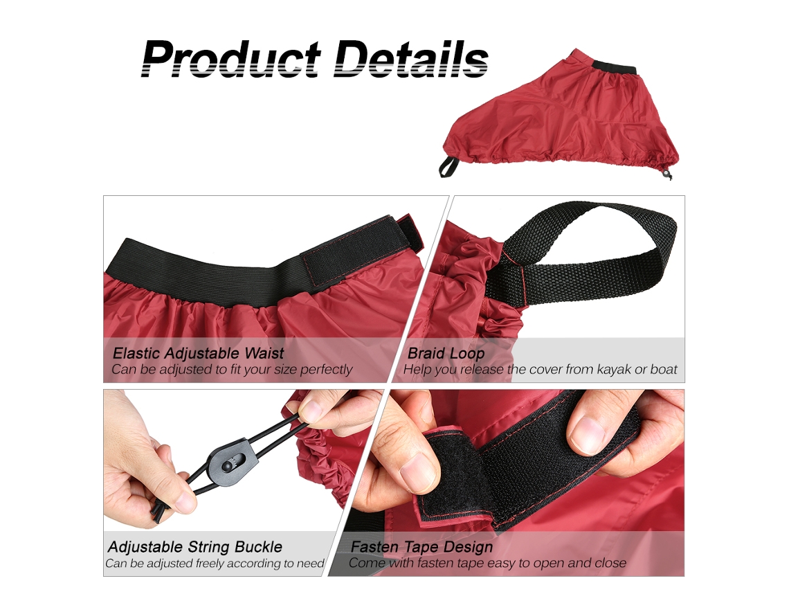 Falda Protectora Universal Ajustable De Nailon Impermeable Para Kayaks Con Elástico Para Deportes Acuáticos.