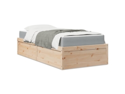 Cama Con Colchón Madera Maciza De Pino 90x190 Cm