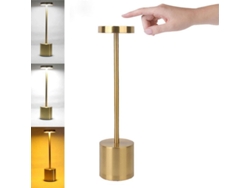 2026-lámpara De Mesa Recargable Led Táctil Regulable Luz Nocturna Inalámbrica 3000k 1800mah Oro