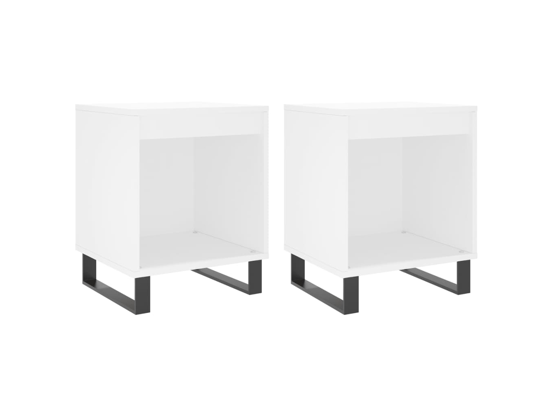 Juego de 2 mesitas de noche con detalles en madera blanca MAISON EXCLUSIVE (40x35x50 cm)