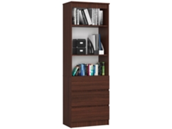 Librería Akord R60 Wenge 60 Cm 3 Cajones Frente En Color Wenge 3 Estantes 60x35x180 Cm