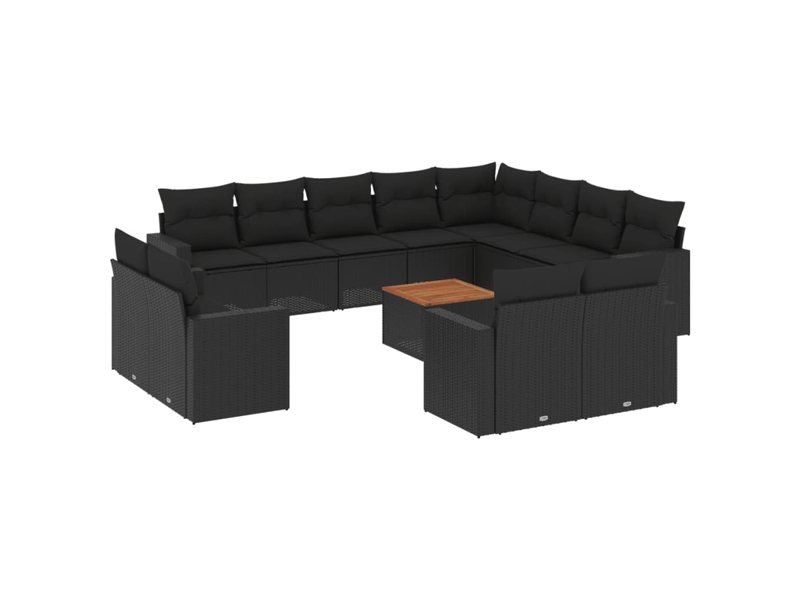 Maison Exclusive - Set De Sofás De Jardín Y Cojines 13 Pzas Ratán Sintético Negro
