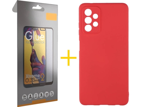 Kit Funda + Protector de Pantalla Samsung A32 5G SKYHE Cristal Templado 5109 Rojo