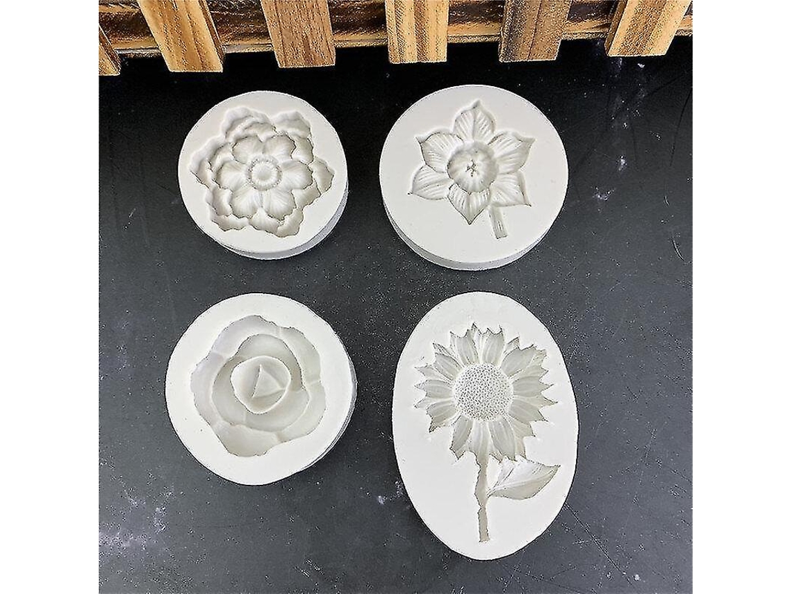 Moldes para tartas, nuevos moldes de yeso con forma de girasol para aromaterapia, 4 juegos Chaberlu