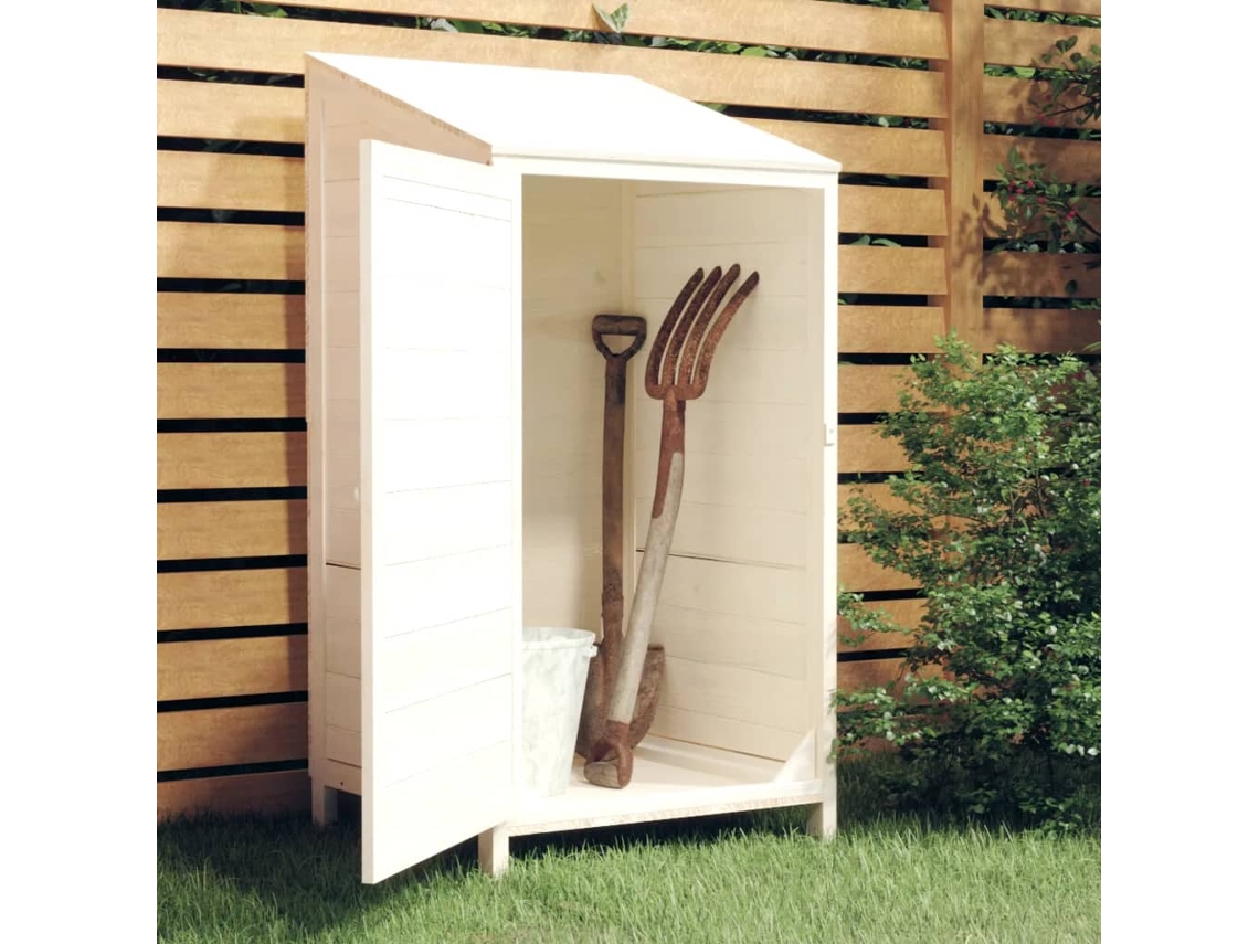 Caseta de jardín 55x52x112 cm madera maciza de abeto blanco LOVELY HOME