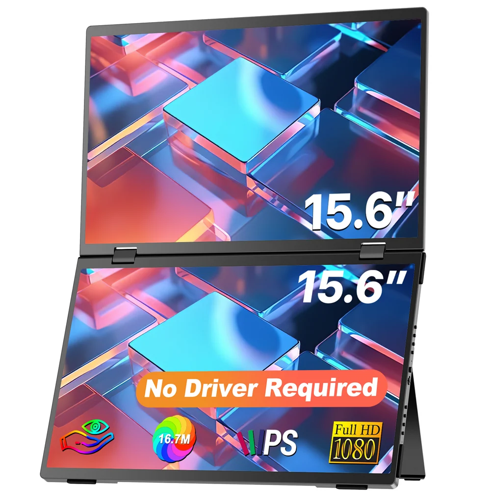 Monitor portátil plegable Uperfect Dual (menú OSD VESA de 15,6" y 1080p)