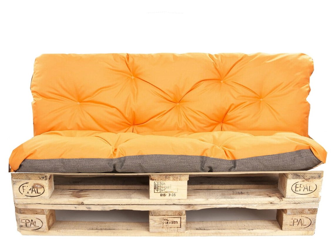 Set Cojines Palé Asiento 120 x 50 y Respaldo 120 x 40 cm Naranja cojines sofá - cojín para palé interior - exterior