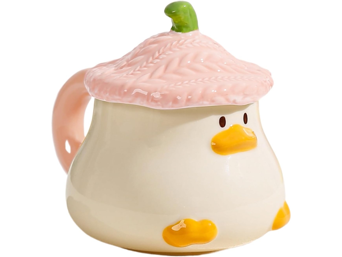 Xícara De Café Com Patinho Fofo, Xícara De Chá Divertida E Original Com Tampa.
