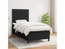 Cama Box Spring Con Colchón Tela Negro 90x190 Cm