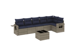 Maison Exclusive - Conjunto De Sofá De Jardín De 7 Piezas Con Cojines, Poliratán Gris