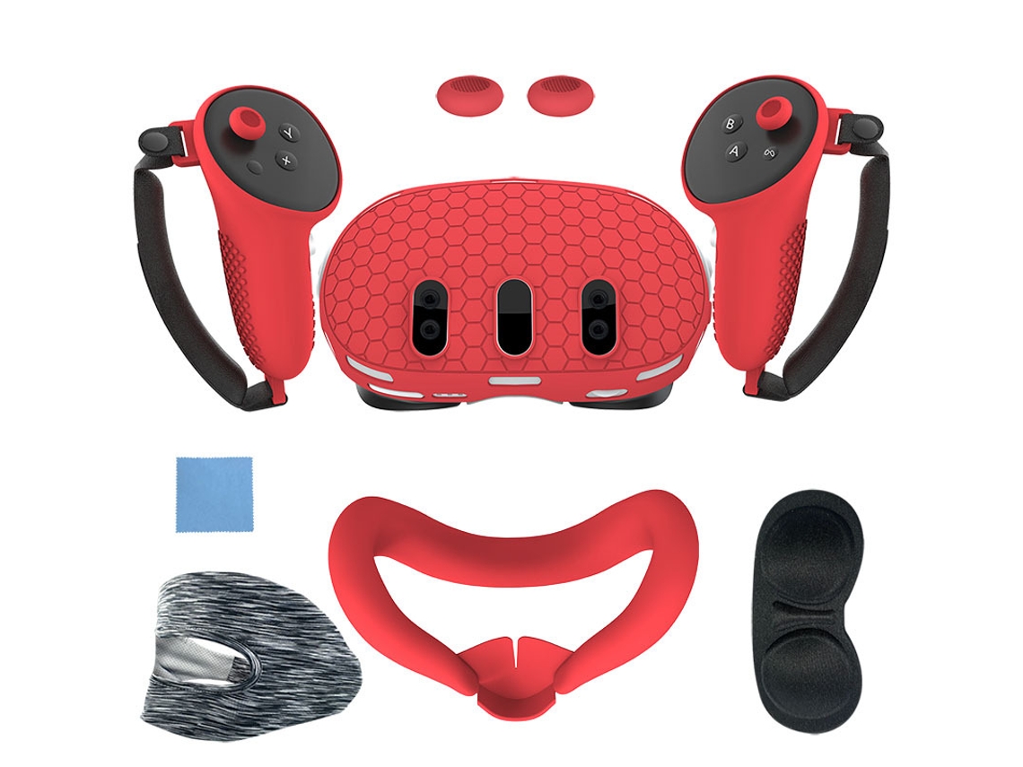 Juego De 7 Accesorios, Funda Protectora Suave Para Realidad Virtual, Estilo Hexagonal (rojo)