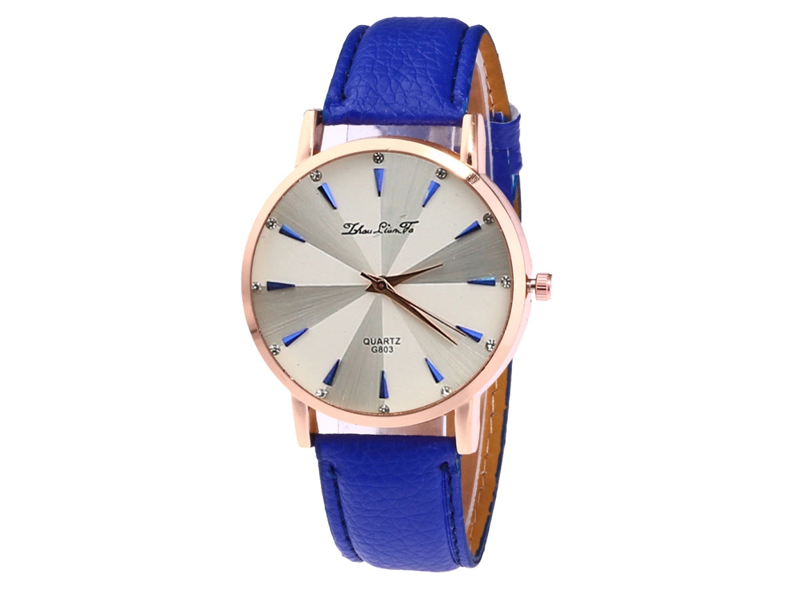 Reloj De Pulsera Unisex Informal Con Correa De Piel Sintética Y Movimiento De Cuarzo Azul.