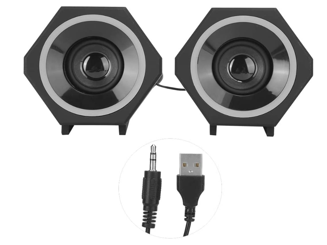 Mini altavoz de audio portátil, mini altavoz de sonido para PC, subwoofer con cable USB, sonido envolvente, color negro Lalamoli