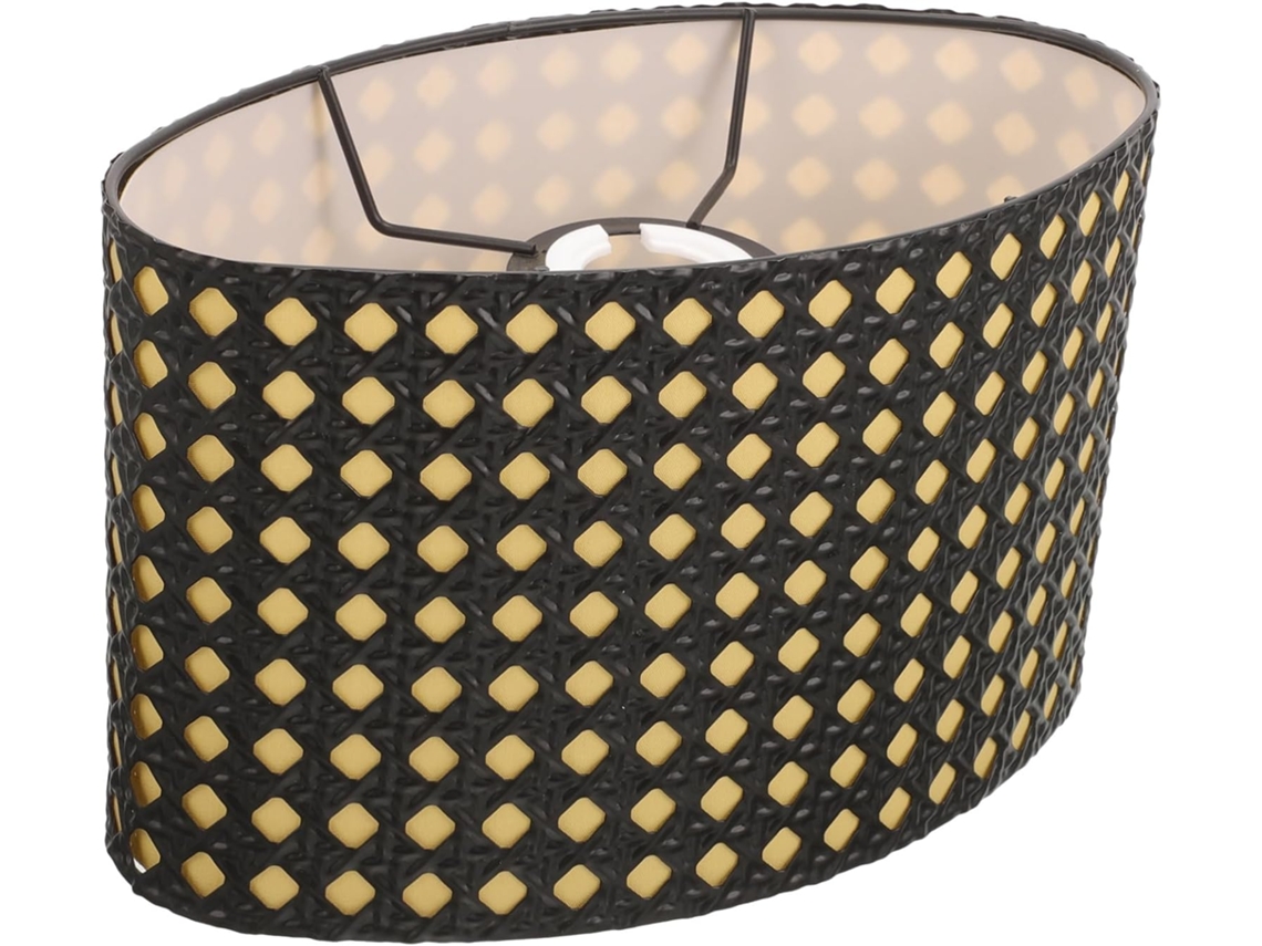 Lámpara De Mesilla Y De Pie Ovalada De Metal Hueco, Diseño Esculpido Con Forro Amarillo, Fácil De Instalar.