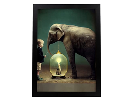 NACNIC Poster Elefante En Estilo Surrealismo Cinematográfico Ilustraciones Y Grabados De Historieta Abstracta Y Artística A4 Marcos Negros