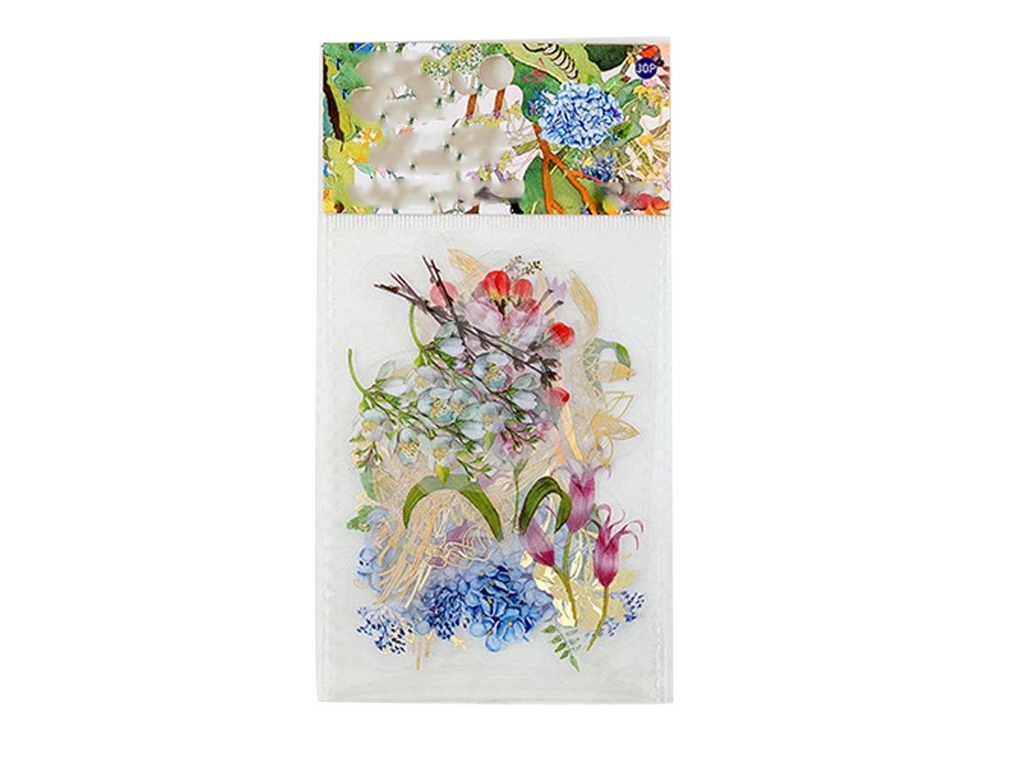 30 pegatinas de flores para mascotas, 30 hojas, diferentes estilos, resistentes al agua para scrapbooking.