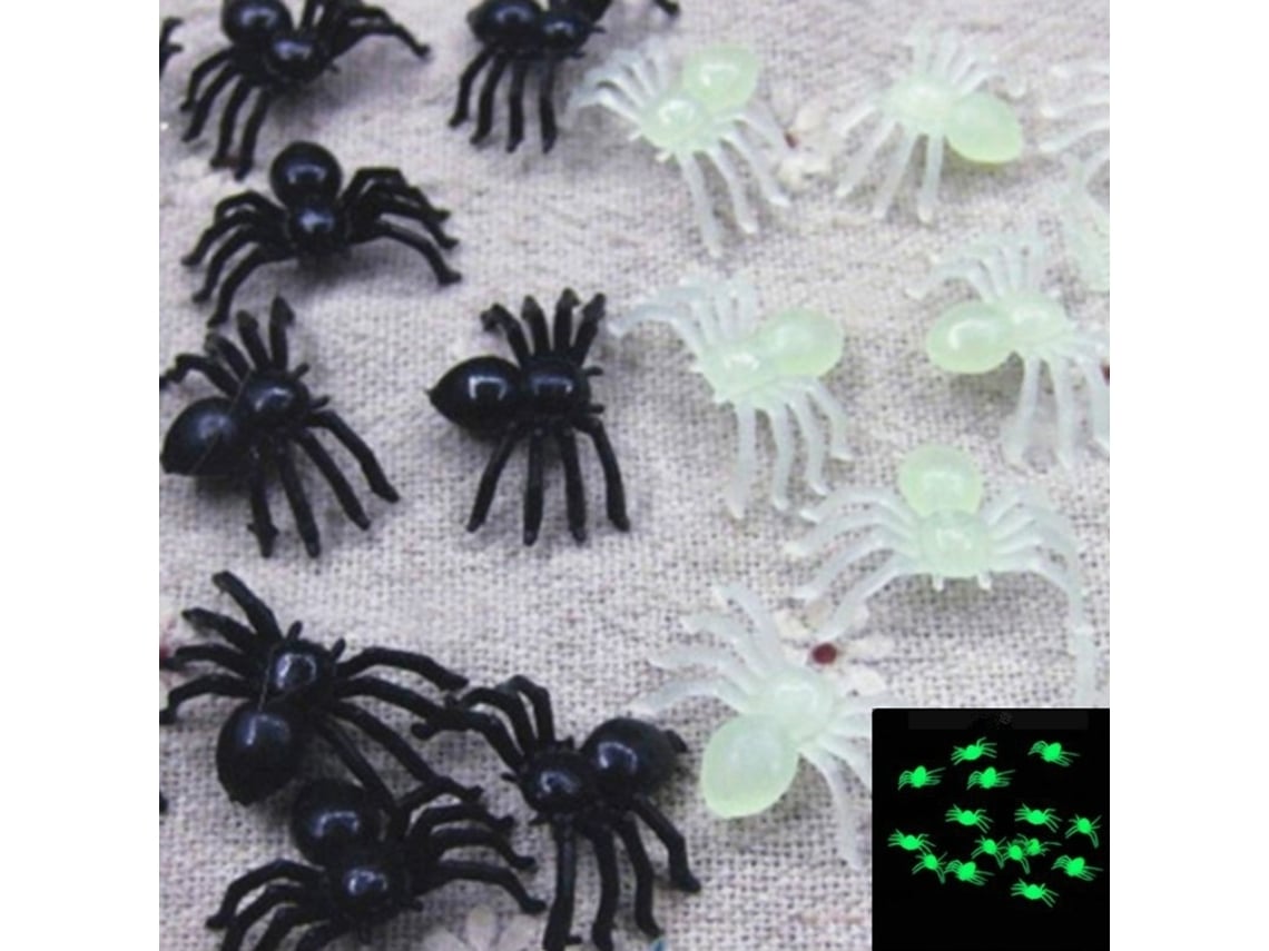 50 Pequenos Brinquedos Aranha de Plástico para Brincadeiras Festas Decorativas de Halloween