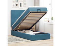 Cama Otomana Colchones Terciopelo Azul Oscuro