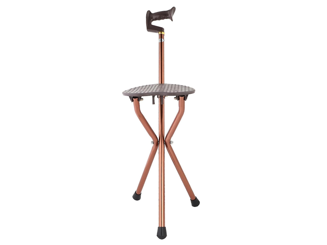 Bastón plegable portátil de metal, silla, taburete, bastón de viaje, silla-hy