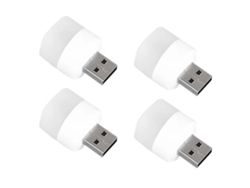 Luz de noche USB, minibombilla LED enchufable, blanco cálido, ideal para dormitorio y baño.