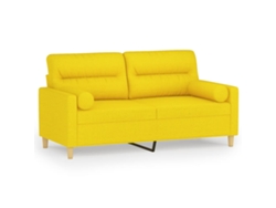 Maison Exclusive - Sofá De 2 Plazas Con Cojines Tela Amarillo Claro 140 Cm