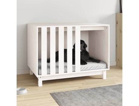 vidaXL Caseta para perros madera maciza de pino blanco 90x60x67 cm