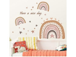 Pegatinas de pared arcoíris, Corazón bohemio, Niña arcoíris, Decoración de pared boho, Pegatinas de pared para niños.
