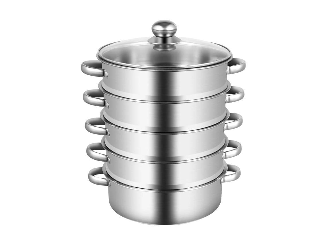 Vaporera de acero inoxidable de 5 capas, gran capacidad, olla inferior multifuncional, apta para todo tipo de estufas OEM