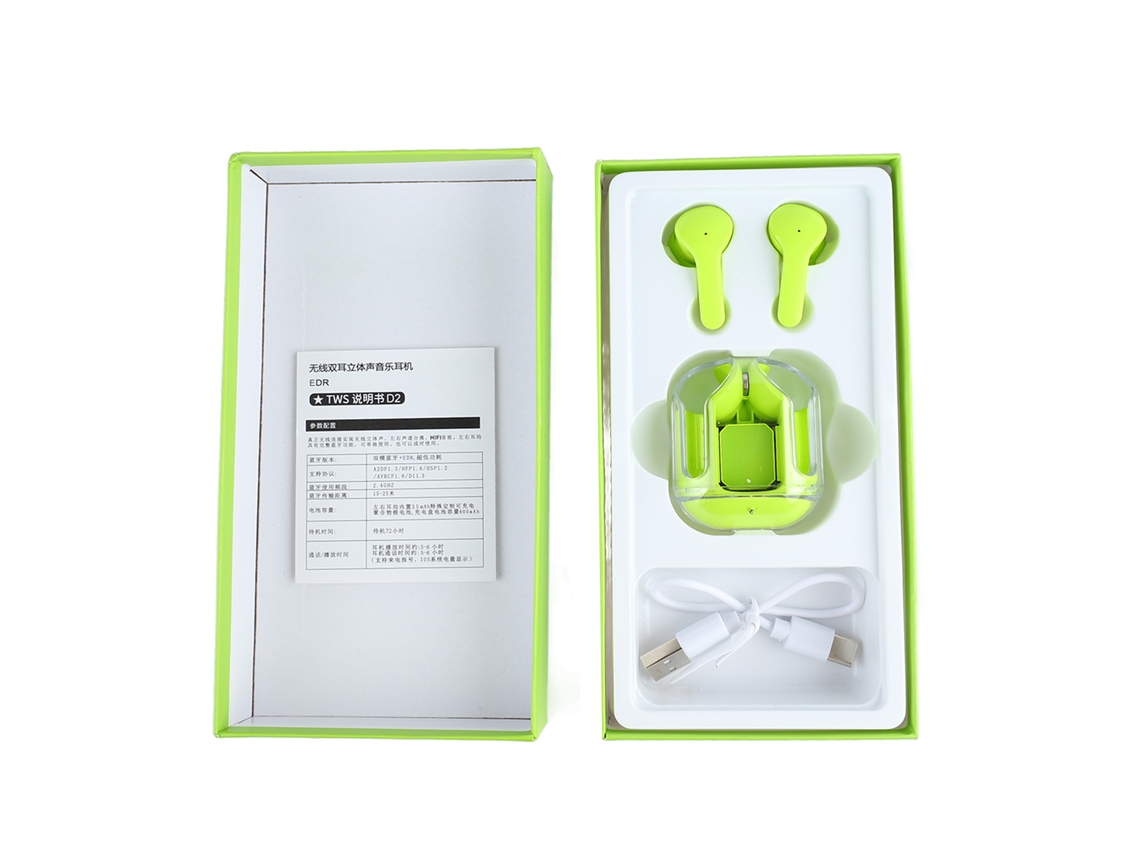 Fones De Ouvido Sem Fio Mini Com Cancelamento De Ruído Enc Hifi Som Surround Bluetooth Com Display Digital Verde