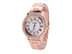 Reloj De Pulsera De Cuarzo Informal Y Moderno Para Mujer Con Diamantes De Imitación, Aleación, Color Champán.