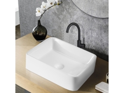 Lavabo Lavabo De Baño Sobre Encimera Cerámica Cuadrada Con Efecto Loto