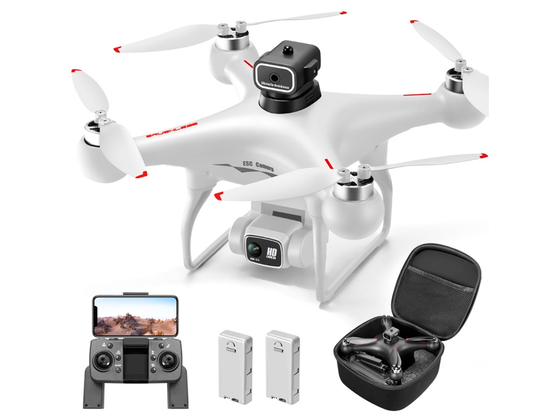 Dron S116 Max 4k Esc Con Cámara Hd, Motor Sin Escobillas Y Sistema De Evitación De Obstáculos 3 Baterías Blanco
