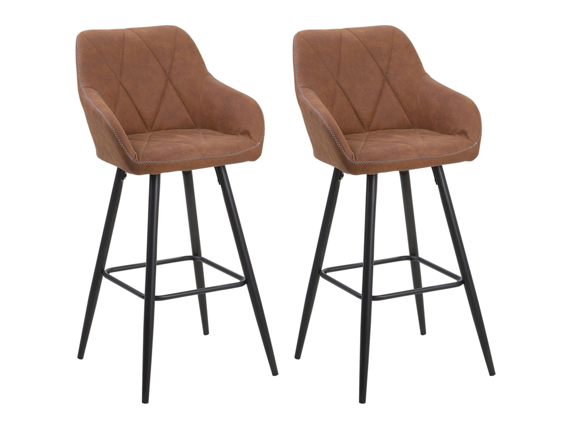 Conjunto de 2 sillas de bar BELIANI Darien de Poliéster Marrón 44x41x104
