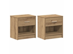 Mesitas de noche de 2 piezas con cajón 39x28x41 cm Madera artesanal EXCLUSIVA DE LA CASA