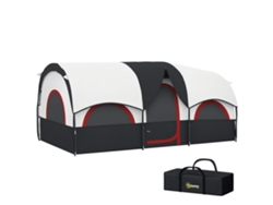 Tienda De Campaña Familiar Para 4 Personas Impermeable Con Dormitorios Independientes 435x251x195 Cm Gris Y Blanco