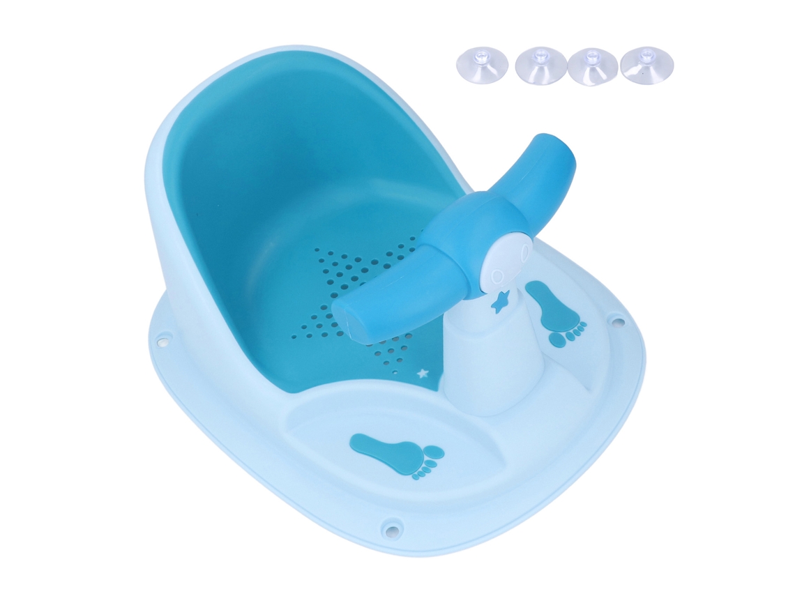 Asiento De Baño Para Bebé Con Soporte Lumbar, Ventosas Resistentes, Antideslizante, Azul.
