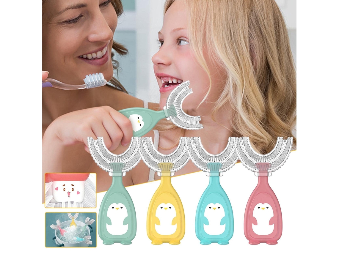 Cepillo De Dientes Infantil En Forma De U, Paquete De 4, Con Cabezal De Silicona Suave, Apto Para Niños De 2 A 6 Años Siurn