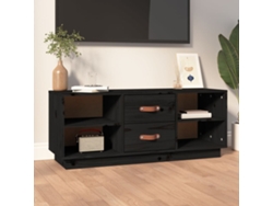 Mueble Tv 100 x 34 x 40 cm Madera de Pino Macizo Negro-Derivados